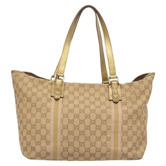 GUCCI GG Canvas Sherry Line Hand Bag Beige Gold 139260 Auth mr1366 - Picture 2 of 16